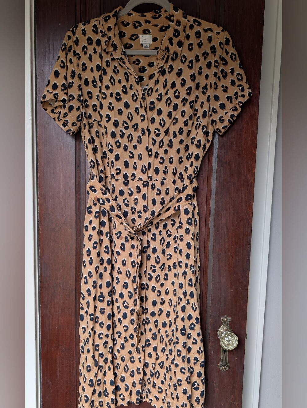 Cheetah Print Button Up Shirt Dress